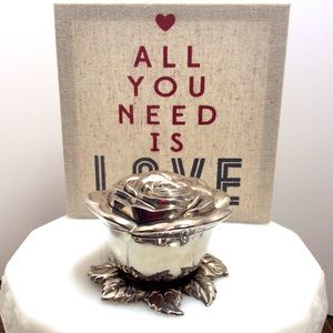 💝Vintage silver plated rose jewelry box💝